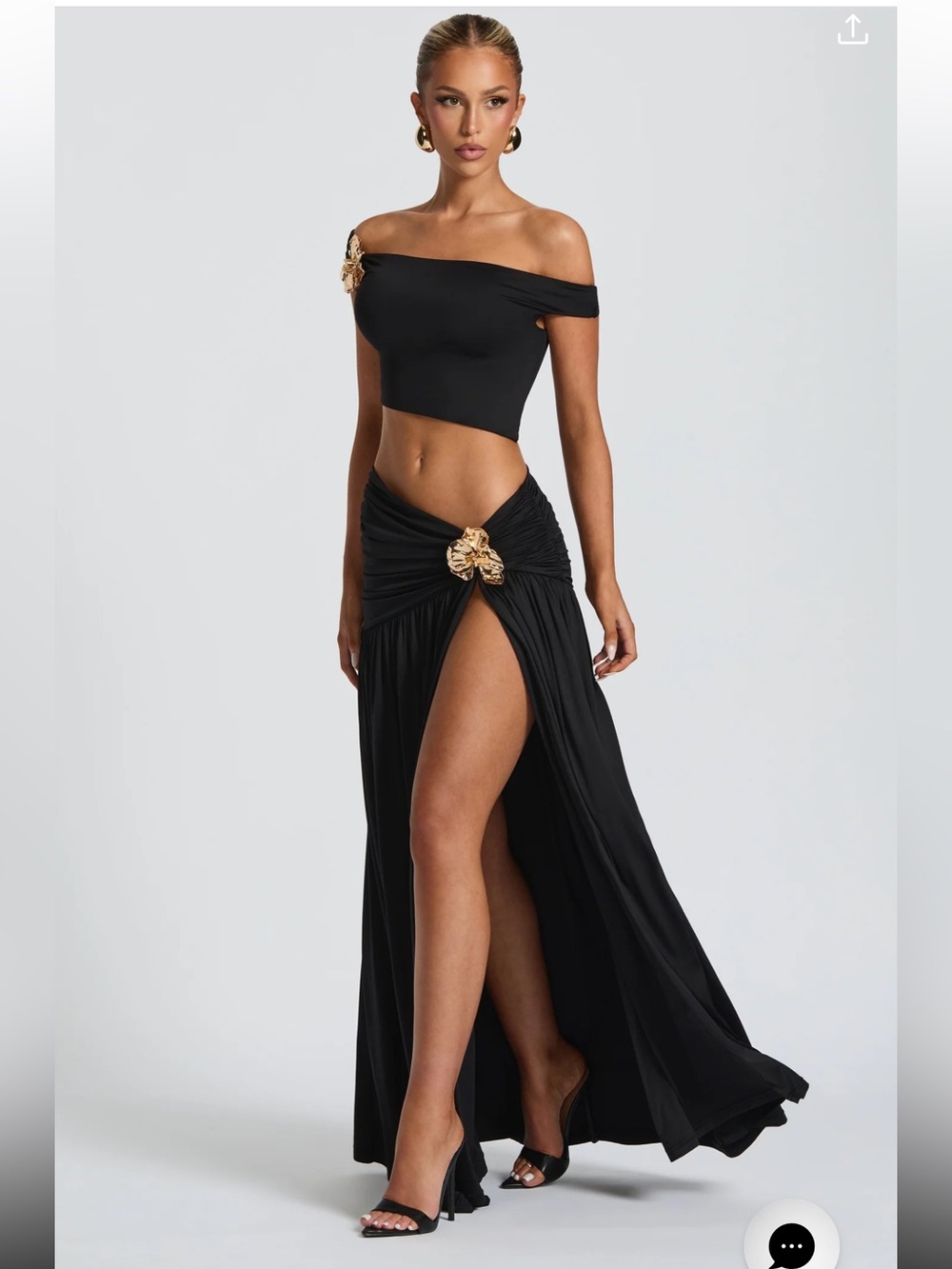 $303 BABYBOO FASHION Saira Maxi Black Skirt & Eva Crop Top Black Plus SZ XXL NEW